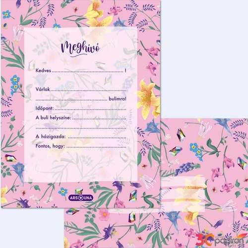 Party meghívó Ars Una 24' borítékkal Fleur (5366) virág 50223664