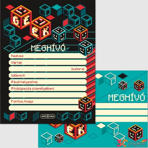 Party meghívó borítékkal Ars Una Geek (5256) 23 kocka 50222568 prémium