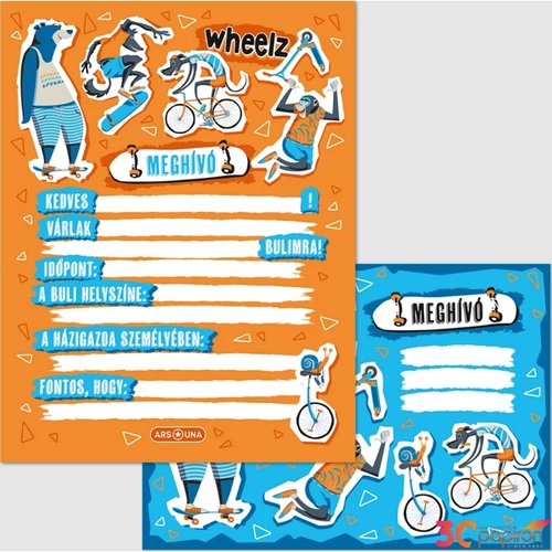 Party meghívó borítékkal Ars Una Wheelz (5262) 23 50222629 prémium