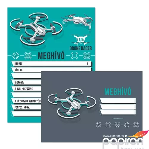 Party meghívó borítékkal Drone racer 50221318 kollekció