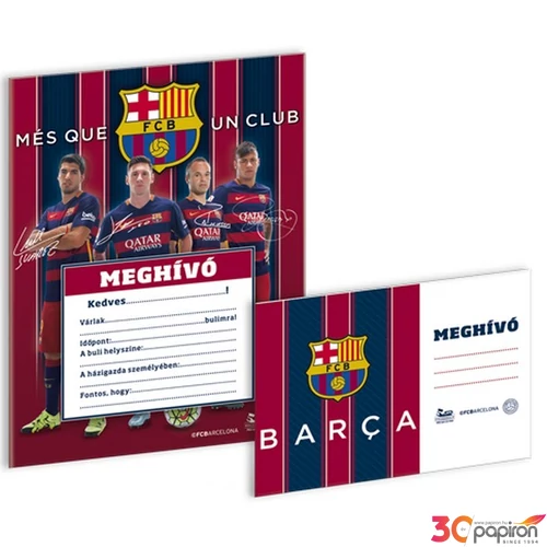Party meghívó borítékkal focis Fc Barcelona - Focis 16' Ars Una 90227509