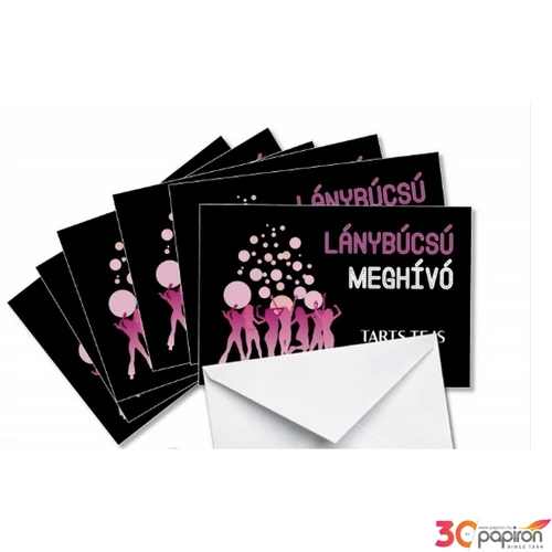 Party Meghívó lánybúcsúra Fekete pink 6db meghívó 6db boríték