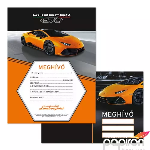 Party meghívó borítékkal Lamborghini 50221257 kollekció