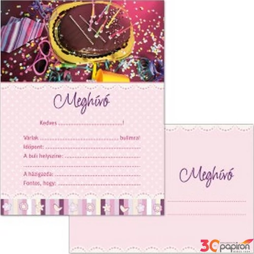 Party meghívó borítékkal tortás Ars Una 90223785 kollekció !