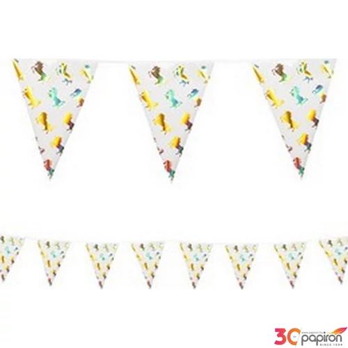 Party banner papír fűzér 4m Egyszarvú fényes Unikornis RoseGold metalizált mintázattal