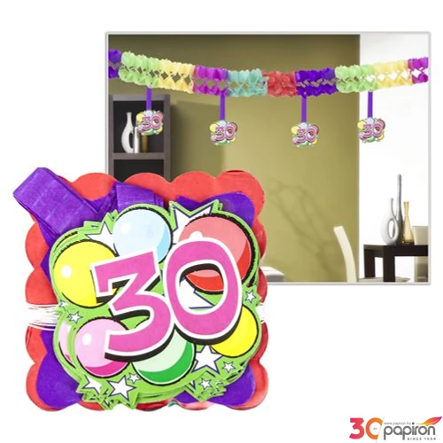 Party banner papír girland 30 4mx12x12cm 12db-os
