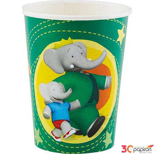 Party pohár papír 2,5dl Babar 8db/csom fóliázott papírpohár R552237