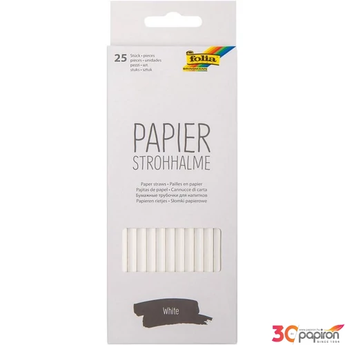 Party papír szívószálak 20cm 25db/csomag "fehér "fehér