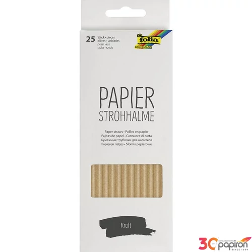 Party papír szívószálak 20cm 25db/csomag "natúr "natúr