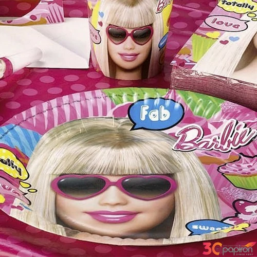 Party tányér papír 18cm Totally Barbie fóliázott papírtányér R551968