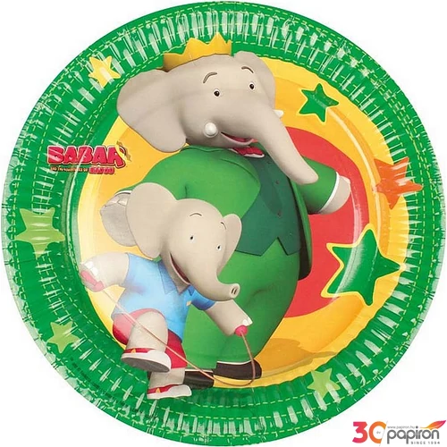 Party tányér papír 23cm Babar fóliázott papírtányér R552236