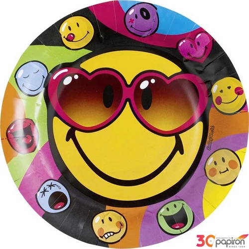 Party tányér papír 23cm Smiley World Yoursel 8db/csomag fóliázott papírtányér R552426
