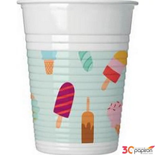 Party pohár 200 ml Fagyi mintás 8db/csomag