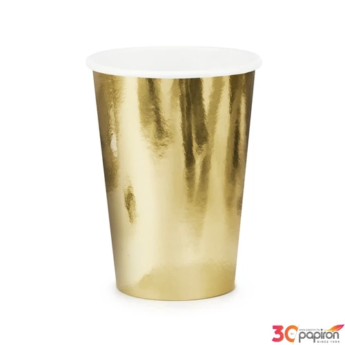 Party pohár 220ml papír, arany 6db/csomag 