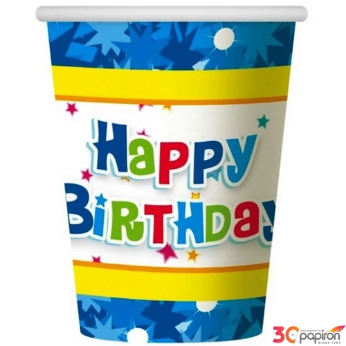 Party pohár 2,7ml Happy Birthday kék 6db/csomag
