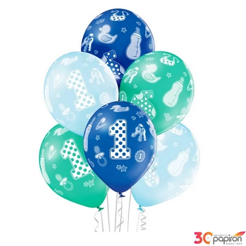 Party Lufi évszámos 6db/csomag, 1-es vegyes színekben boy