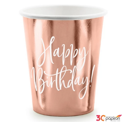 Party pohár 2dl 6db/csomag rose gold,happy b'day felirat