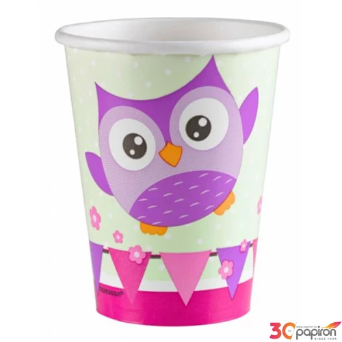 Party pohár baglyos 266ml 8db/csomag