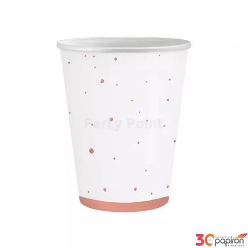 Party pohár elegáns fehér Rosegold mintával 6db/cs. 250 ml