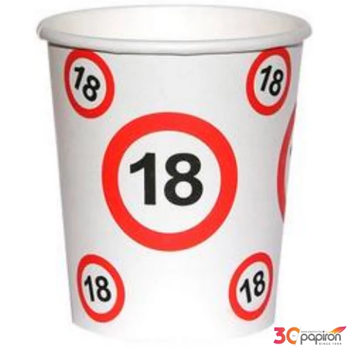 Party pohár Sebességkorlátozó 18-as Szülinapos számosos parti pohár 250ml (6db/csomag) Happy Birthday