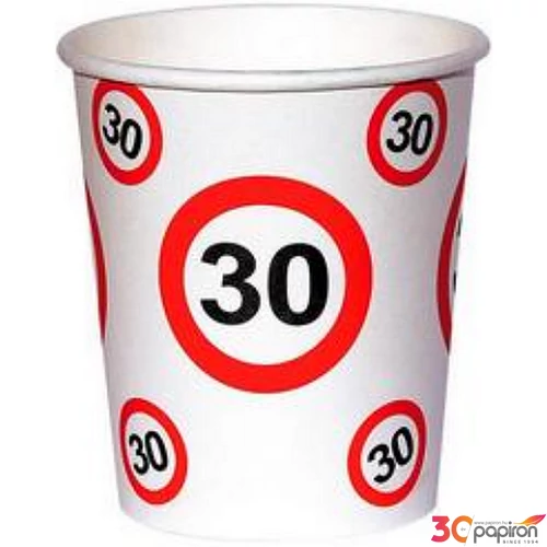 Party pohár Sebességkorlátozó 30-as Szülinapos számosos parti pohár 250ml (6db/csomag) Happy Birthday