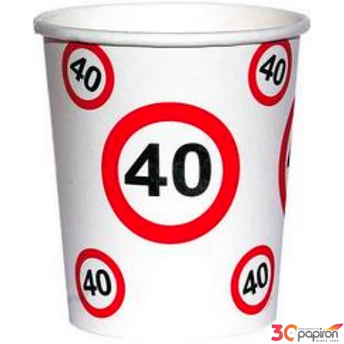 Party pohár Sebességkorlátozó 40-es Szülinapos számosos parti pohár 250ml (6db/csomag) Happy Birthday