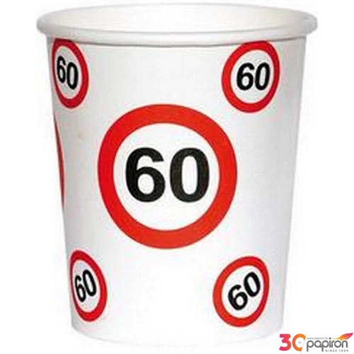 Party pohár Sebességkorlátozó 60-as Szülinapos számos parti pohár 250ml (6db/csomag) Happy Birthday
