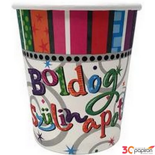 Party pohár Szülinapi Radiant Boldog Szülinapot! feliratos parti pohár 250ml-es (6db/csomag) Happy Birthday