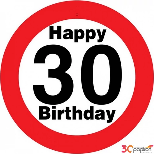 Party Sebességkorlátozó tábla 50cm, Happy 30 Birthday feliratos tábla Szülinpi műanyag parti dekoráció