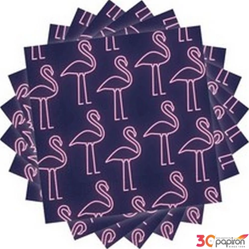 Party szalvéta 33x33 cm Neon pink flamingó, 20 db-os