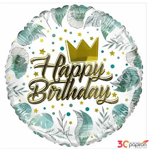 Party Lufi fólia 18"/45cm ECO gömb alakú, Happy Birthday 