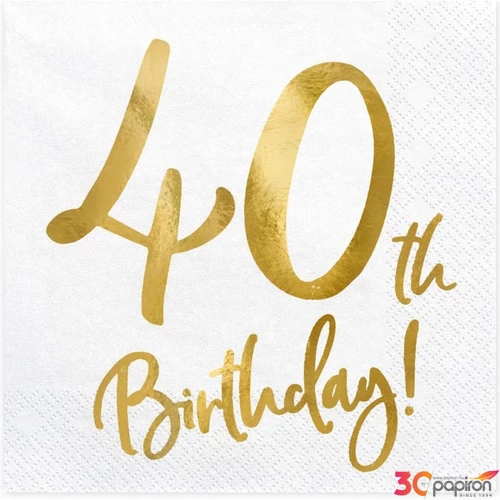 Party szalvéta évszámos 40-es szám, arany betűkkel