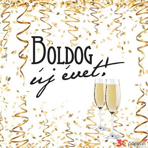 Party szalvéta szilveszteri 3 rétegű, 33x33cm Boldog Új évet felirattal