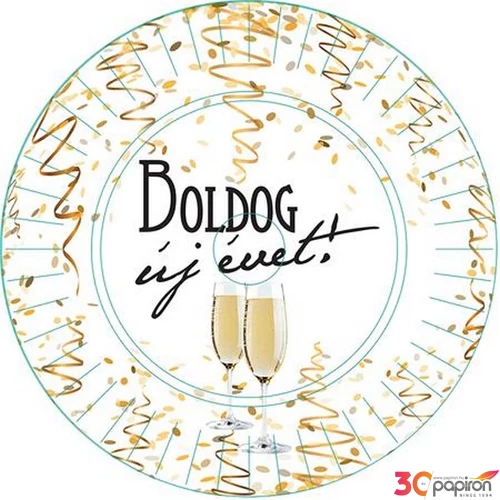 Party tányér 23cm Boldog Új évet 