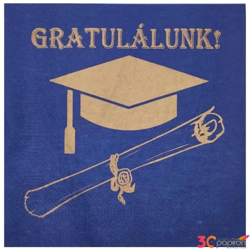 Party Szalvéta Szülinapi Gratulálunk, kék 33x33 cm, 3 rétegű 10db/csomag
