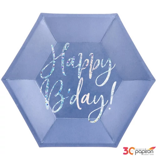 Party tányér 20cm hatszögletű kék 5db/csomag