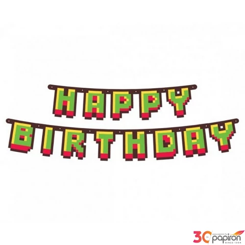 Party banner felirat Happy Birthday Game On 160cm