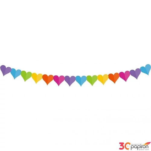 Party banner dekor színes szív alakú, 3,6m