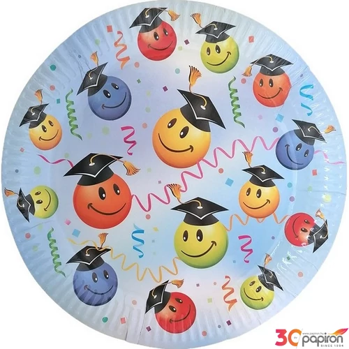 Party tányér ballagásra mosolygó arcok, 23cm-es 6 darabos