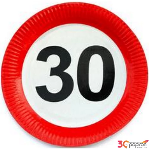Party tányér Sebességkorlátozó 30-as 23cm 6db/csomag