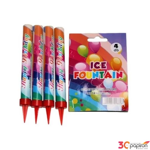 Party tortafáklya lufis tortarakéta, tűzijáték 12cm 4db/csomag Happy Birthday felirattal