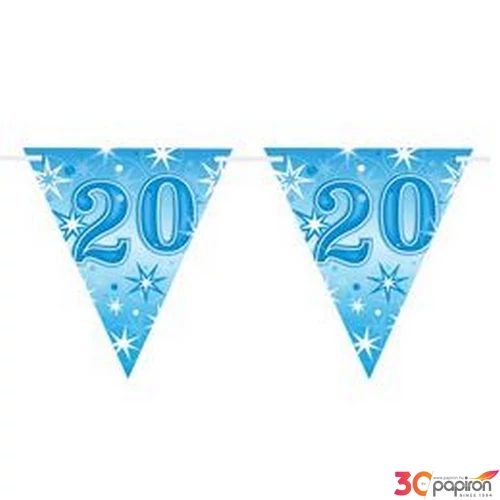 Party banner Szülinapi 20 Happy Birthday - Blue Sparkle -20- Kék Parti Zászlófűzér 360cm