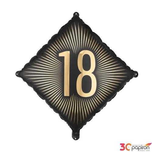 Partylufi fólia 18. évszámos, fekete-arany számmal