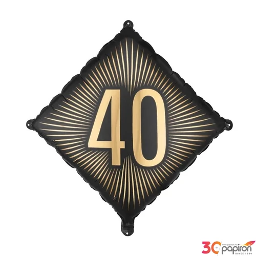 Partylufi fólia 40. évszámos, fekete-arany számmal