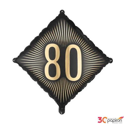 Partylufi fólia 80. évszámos, fekete-arany számmal