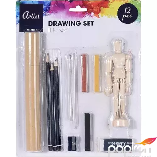 Művész készlet mini figura, 3 ceruza, 1 ceruza tartó 1 hegyező, 1 radír