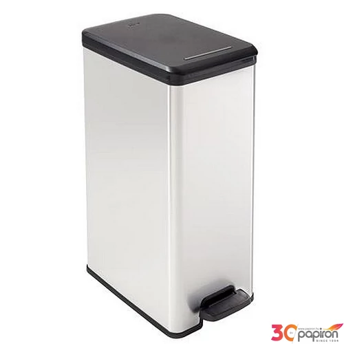 Pedálos szemetes 40 CURVER Slim Bin fekete-ezüst