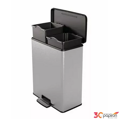 Pedálos szemetes újrahasznosított műanyag kivehető vödörre 2x26  CURVER  Deco bin duo