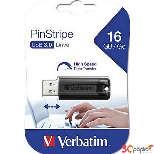Pendrive 16GB USB 3.0 Pinstripe fekete VERBATIM