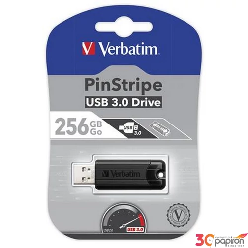 Pendrive 256GB USB 3.0 VERBATIM Pinstripe fekete UV256GPF2